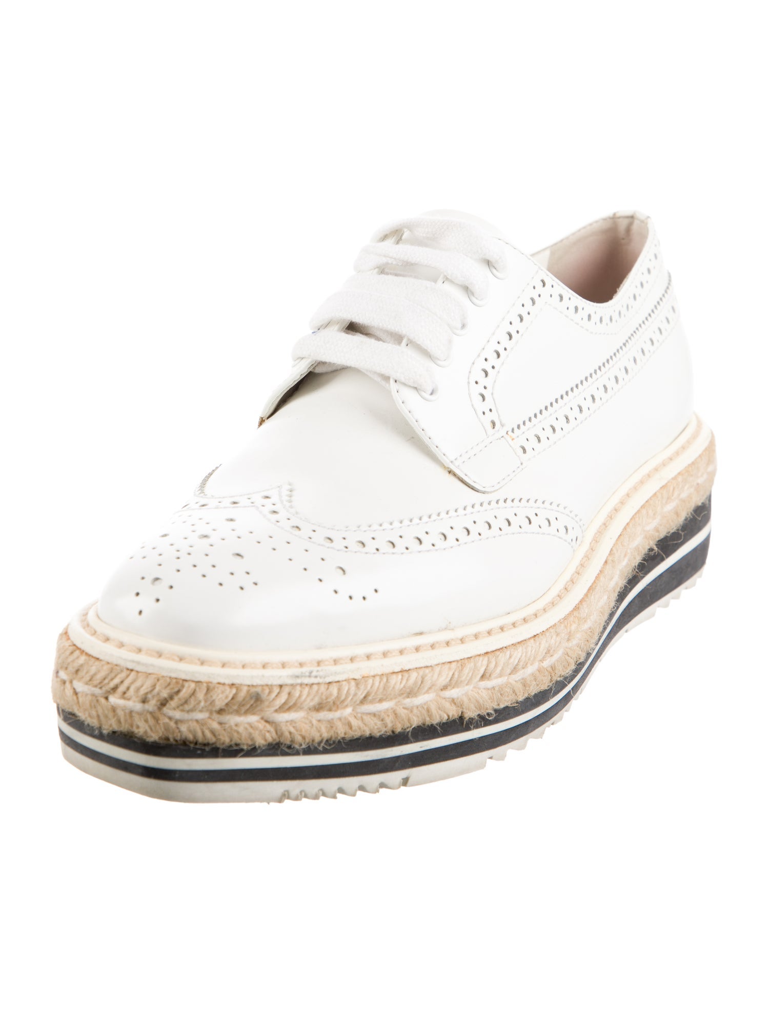 Prada Leather Whipstitch Trim Oxfords