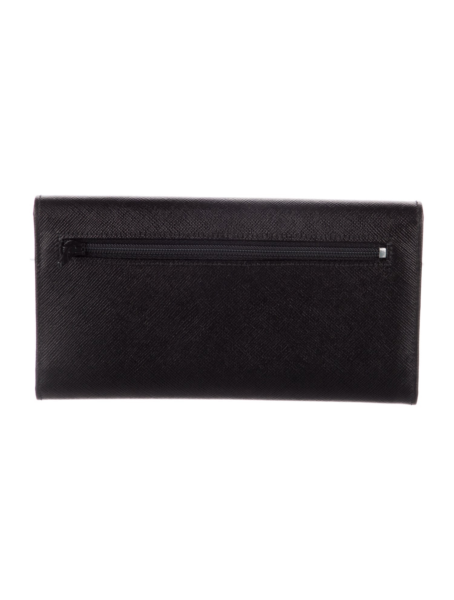 Prada Saffiano Triangle Leather Trifold Wallet