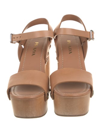 Prada Leather Studded Accents Slingback Sandals