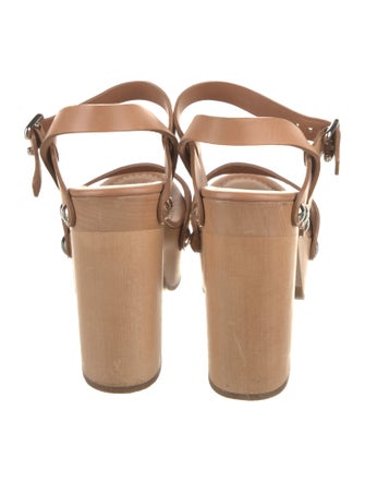 Prada Leather Studded Accents Slingback Sandals