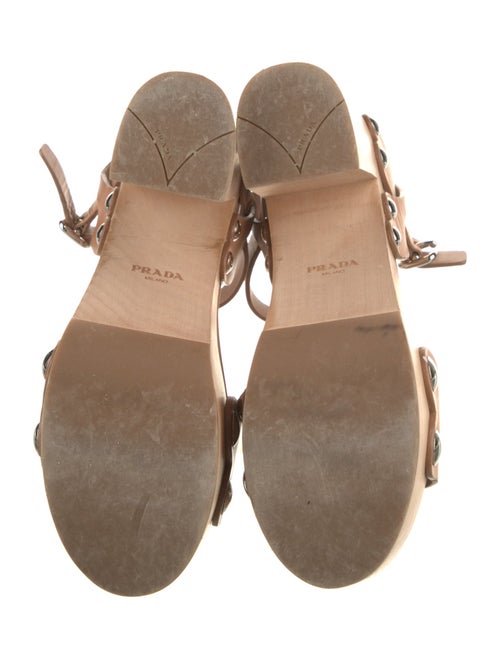 Prada Leather Studded Accents Slingback Sandals