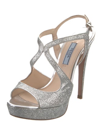 Prada Glitter Glitter Accents T-Strap Pumps