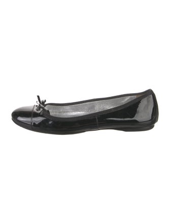 Prada Patent Leather Bow Accents Ballet Flats