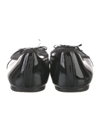 Prada Patent Leather Bow Accents Ballet Flats