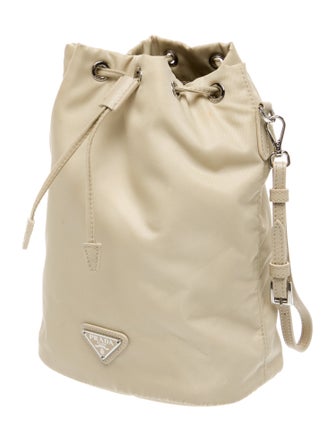 Prada Enameled Metal Triangle Bucket Bag