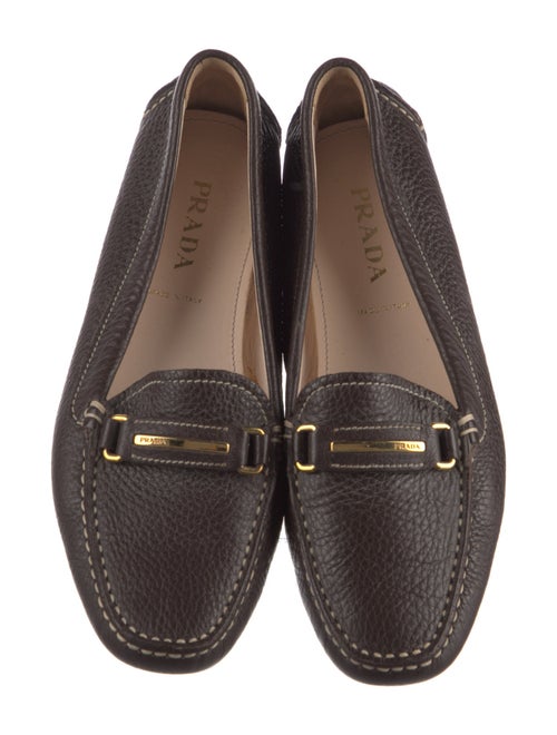 Prada Leather Bow Accents Loafers