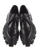 Prada Enameled Metal Triangle Leather Loafers
