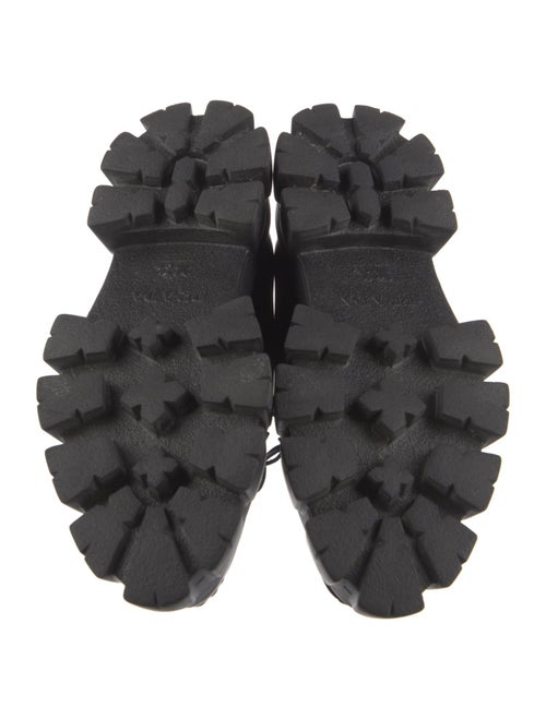 Prada Enameled Metal Triangle Leather Loafers