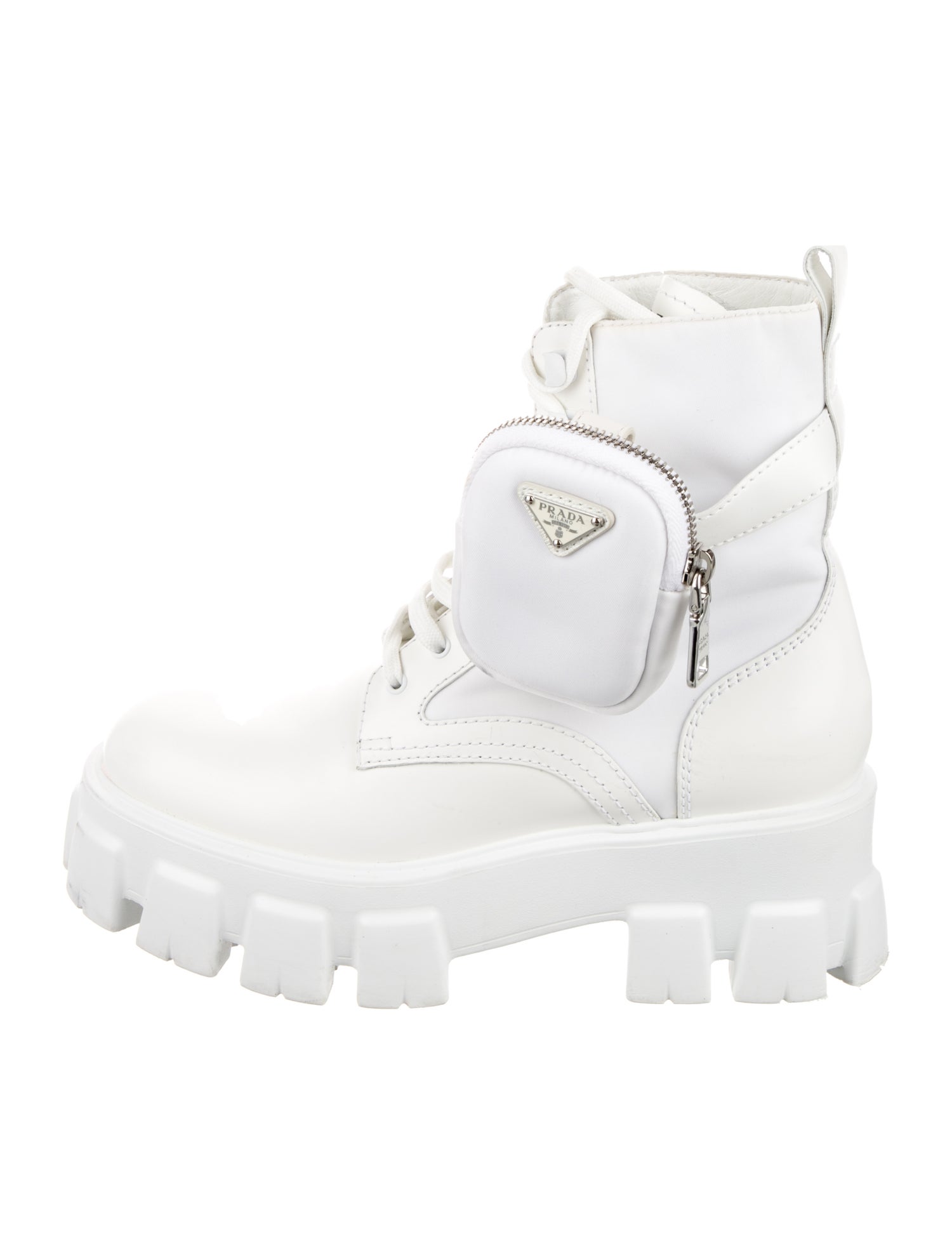 Prada Tessuto Nylon Leather Combat Boots