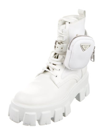 Prada Tessuto Nylon Leather Combat Boots