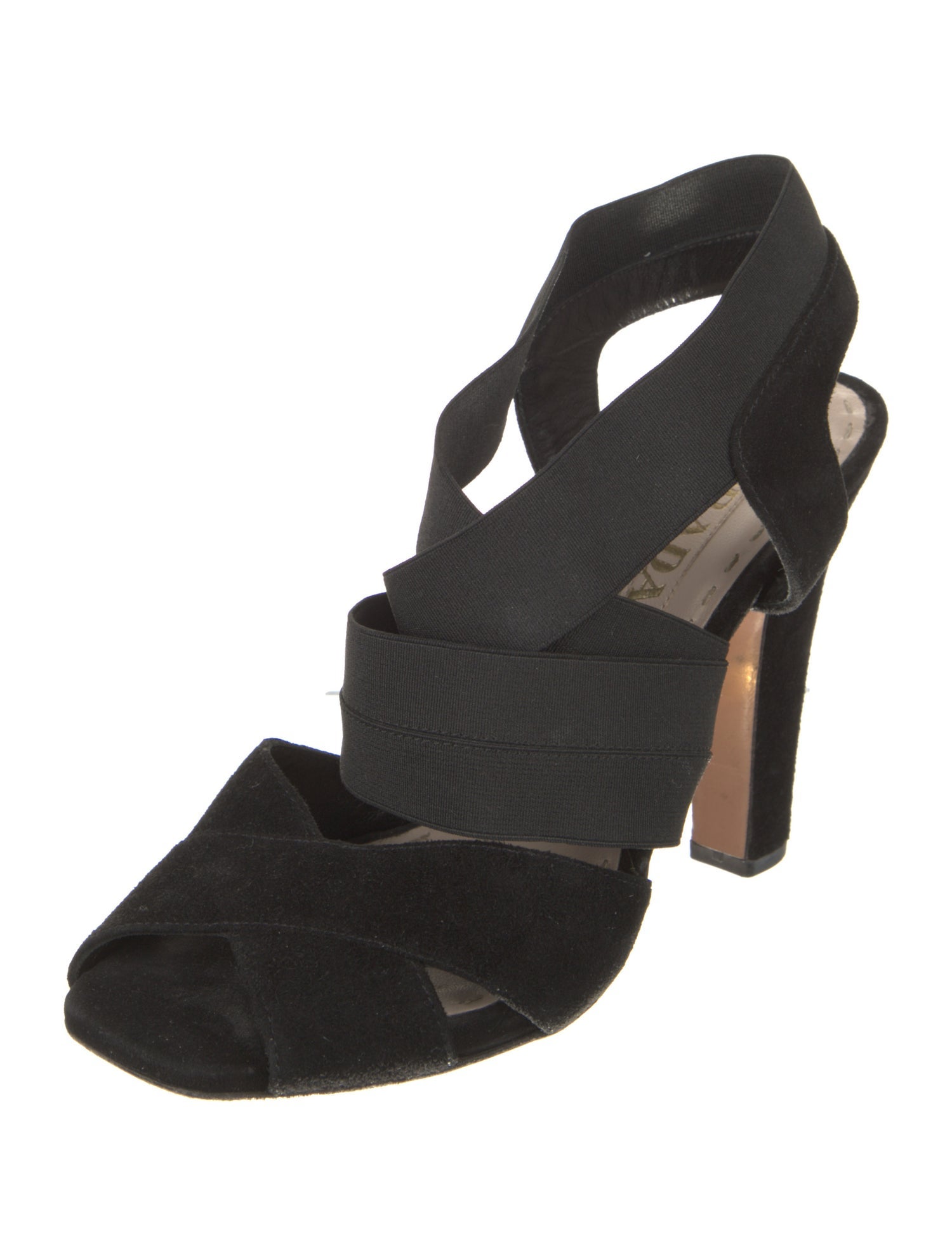 Prada Suede Grosgrain Trim Slingback Sandals