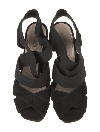 Prada Suede Grosgrain Trim Slingback Sandals