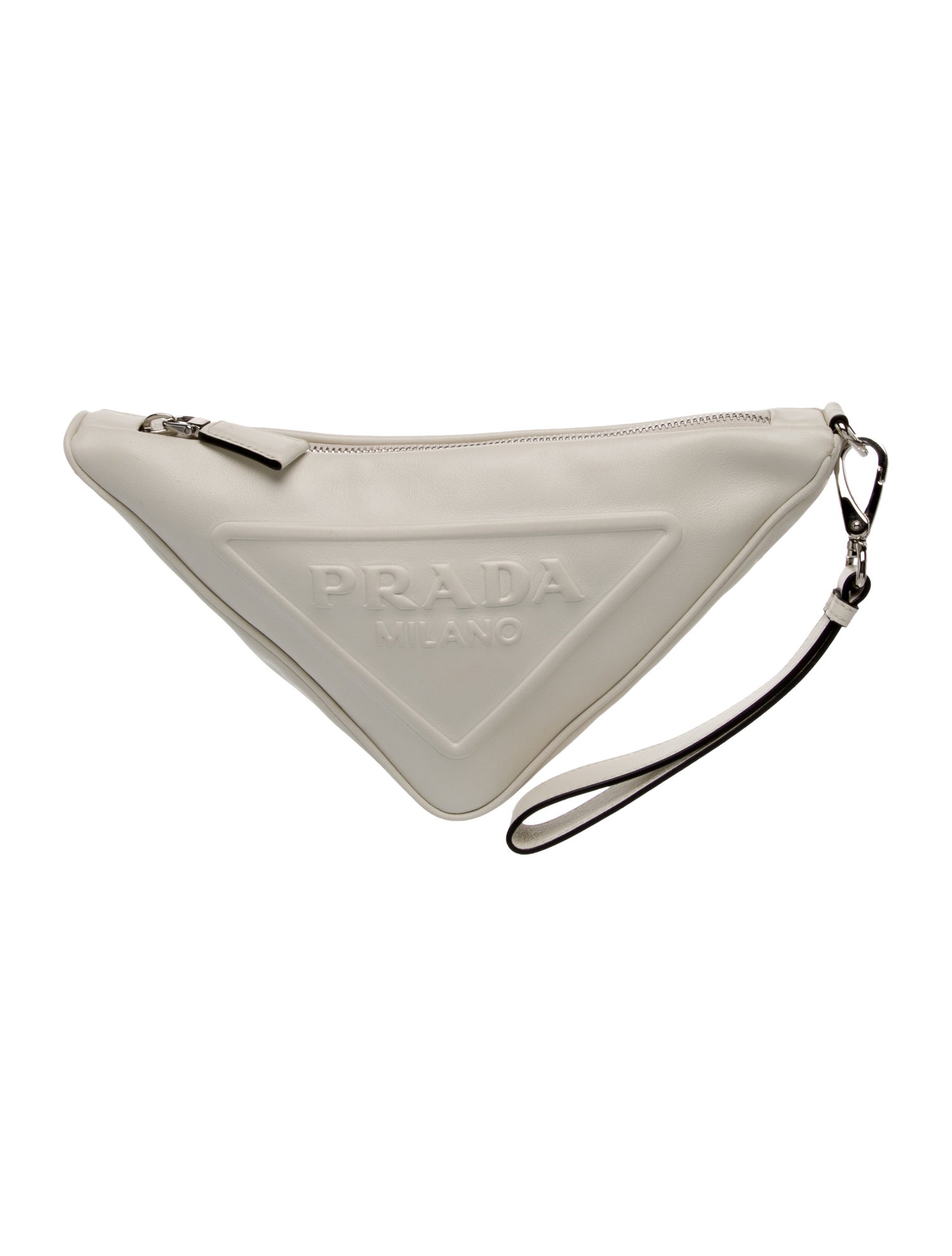 Prada Enameled Metal Triangle Triangle