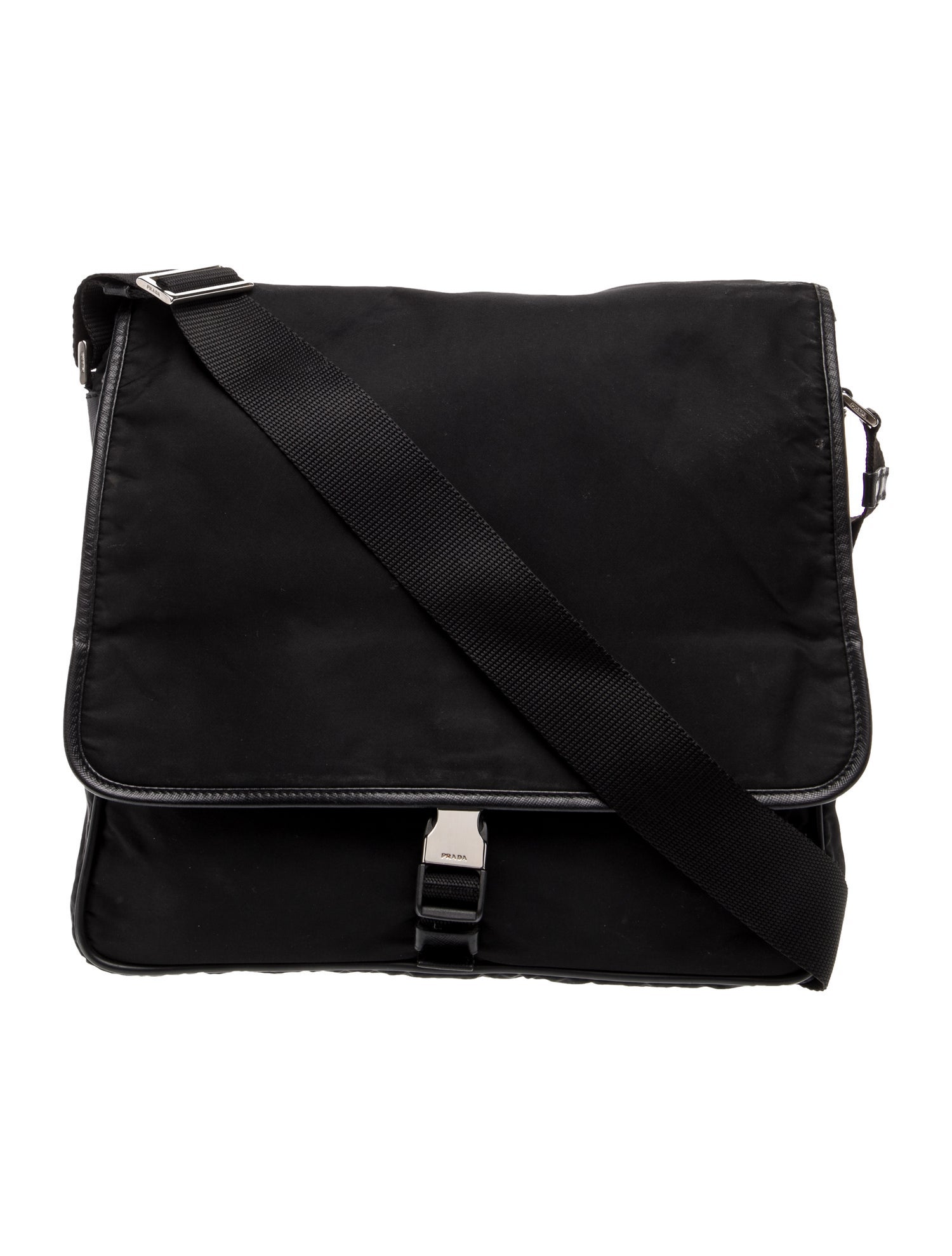 Prada Enameled Metal Triangle Messenger Bag