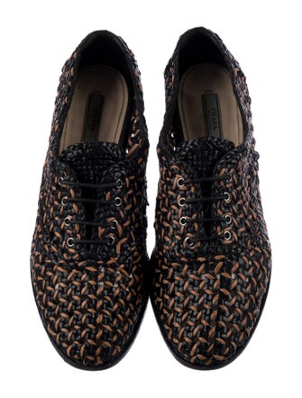 Prada Leather Printed Oxfords