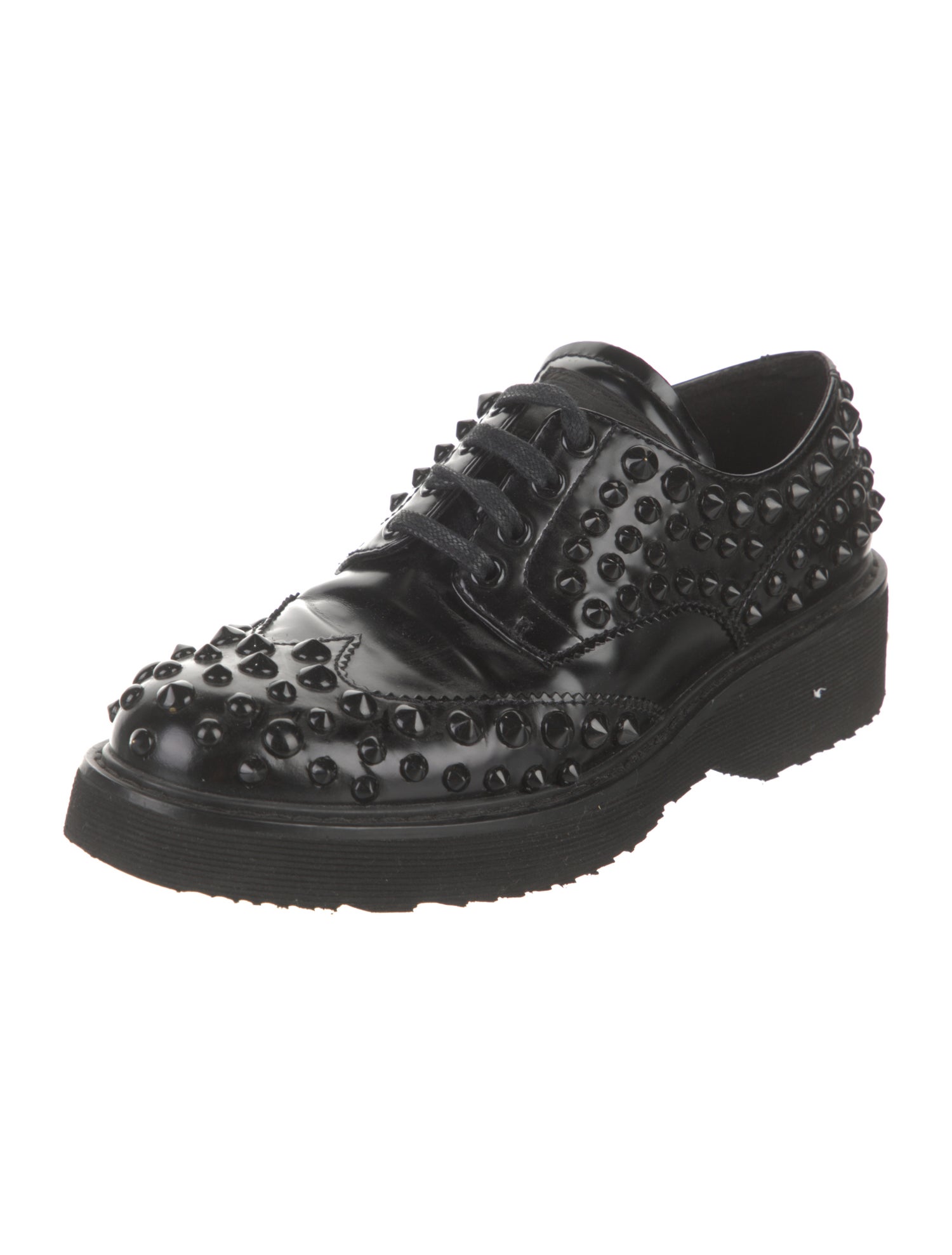 Prada Sport Leather Studded Accents Boat Shoes