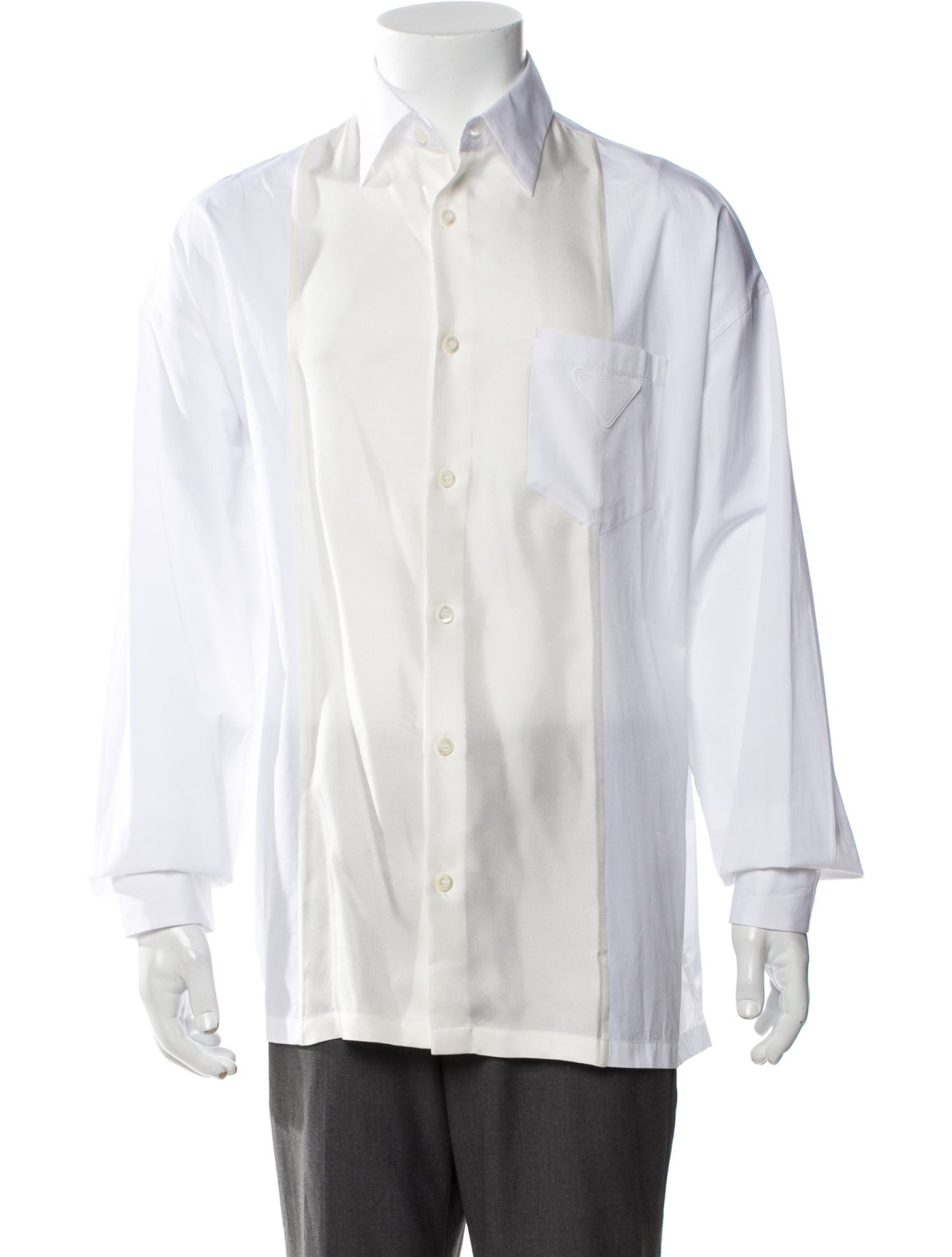 Prada 2022 Enameled Metal Triangle Dress Shirt