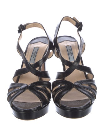 Prada Saffiano Leather Slingback Sandals