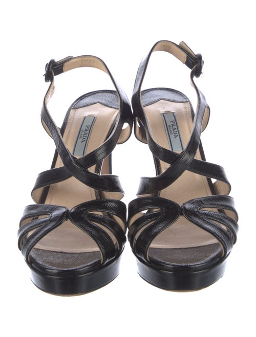 Prada Saffiano Leather Slingback Sandals