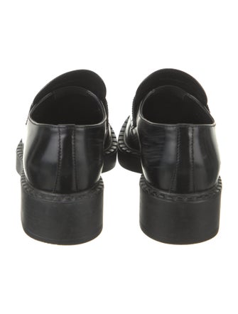 Prada Enameled Metal Triangle Leather Oxfords