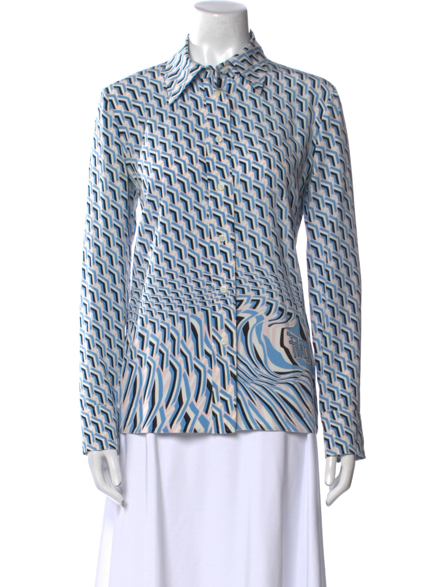 Prada 2019 Silk Button-Up Top