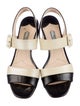 Prada Saffiano Leather Colorblock Pattern Slingback Sandals