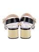 Prada Saffiano Leather Colorblock Pattern Slingback Sandals