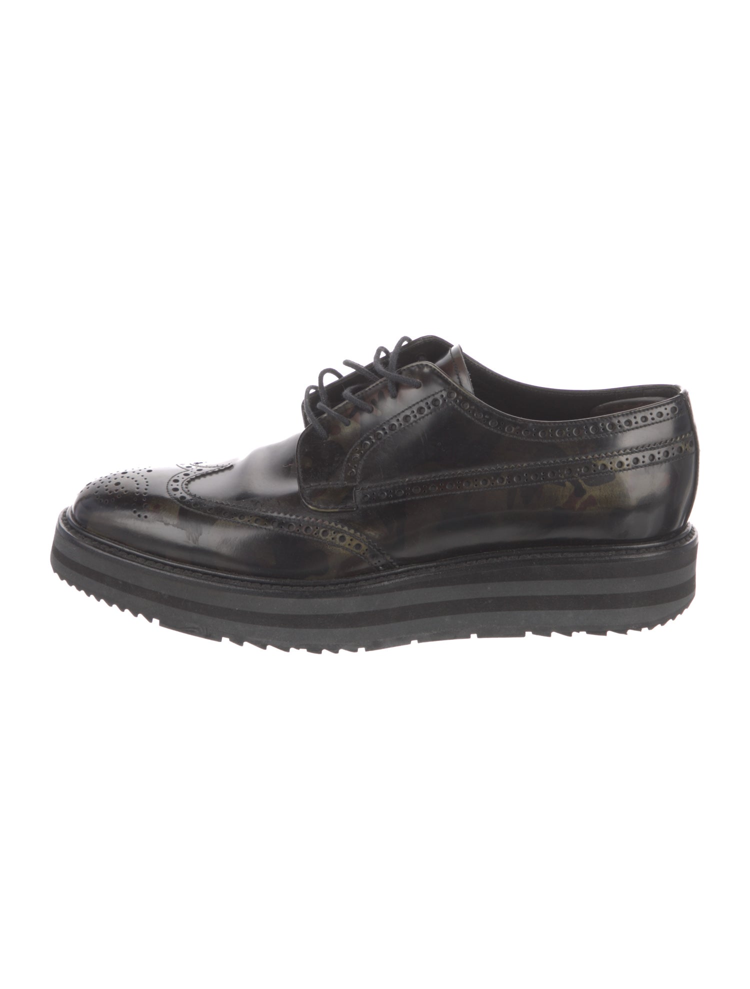 Prada Leather Eyelet Trim Brogues