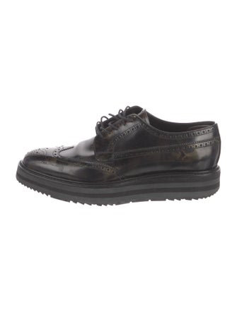 Prada Leather Eyelet Trim Brogues
