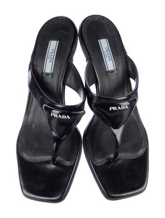 Prada Leather T-Strap Sandals