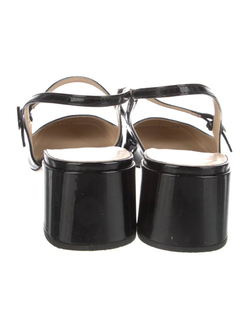 Prada Enameled Metal Triangle Patent Leather Slingback Pumps