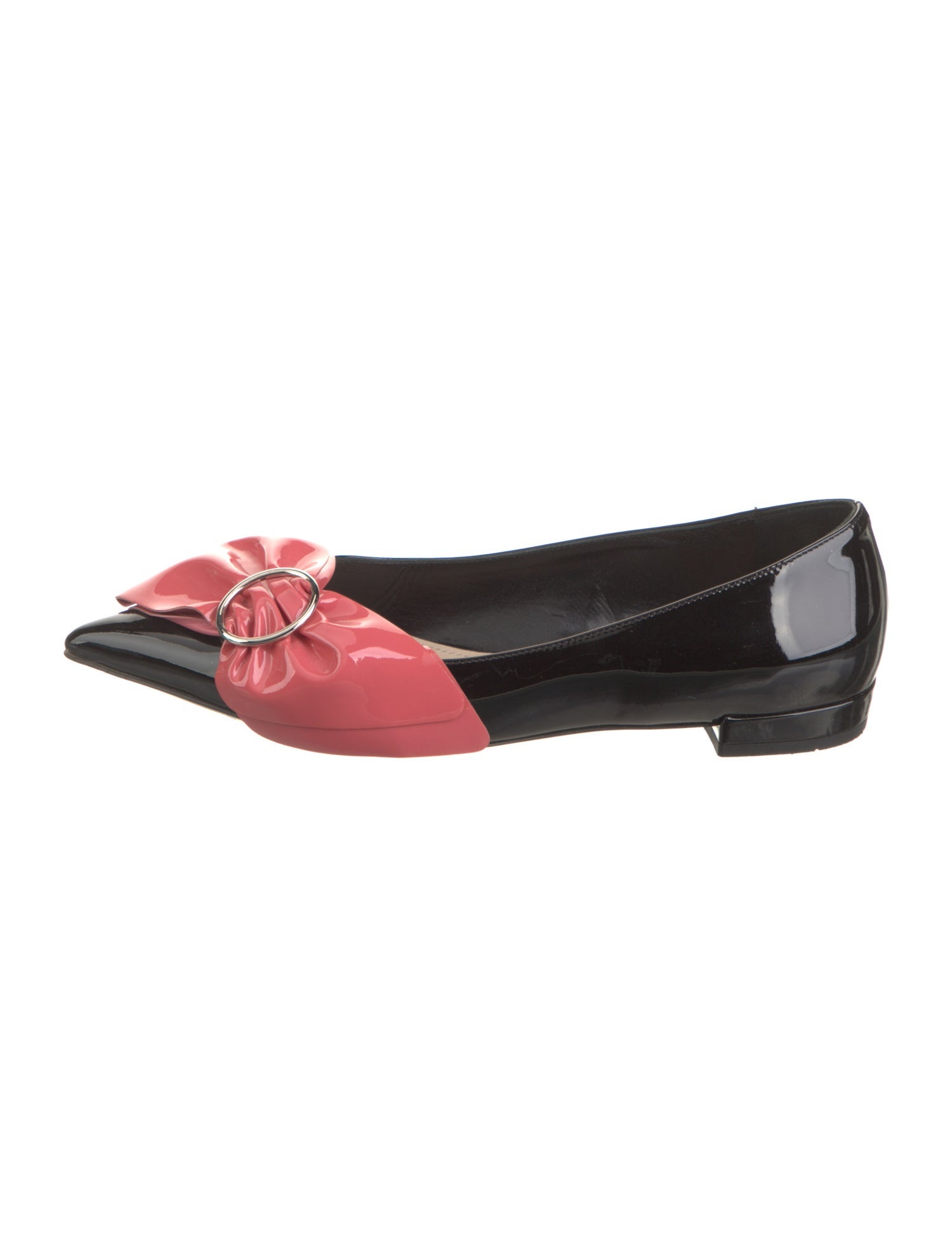 Prada Patent Leather Colorblock Pattern Ballet Flats