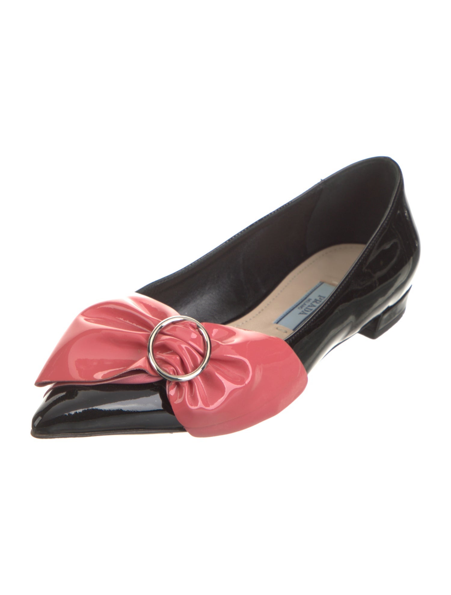 Prada Patent Leather Colorblock Pattern Ballet Flats