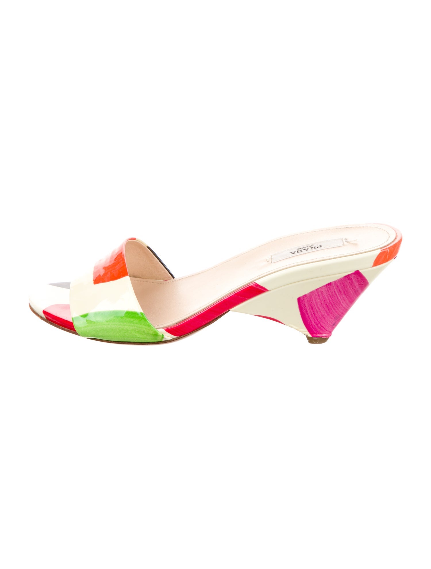 Prada Patent Leather Printed Slides