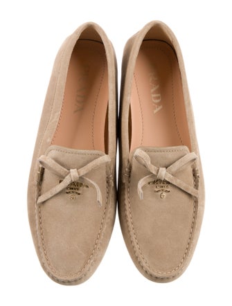 Prada Suede Bow Accents Moccasins