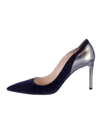 Prada Suede Cutout Accent Pumps