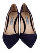 Prada Suede Cutout Accent Pumps
