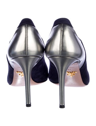 Prada Suede Cutout Accent Pumps