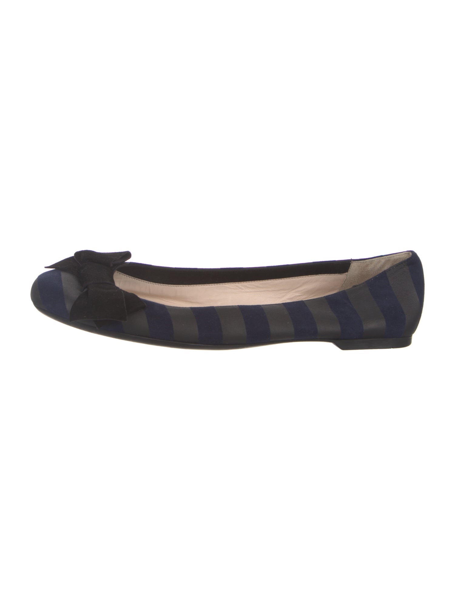 Prada Suede Striped Ballet Flats