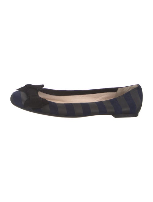 Prada Suede Striped Ballet Flats