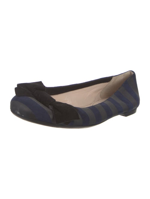 Prada Suede Striped Ballet Flats