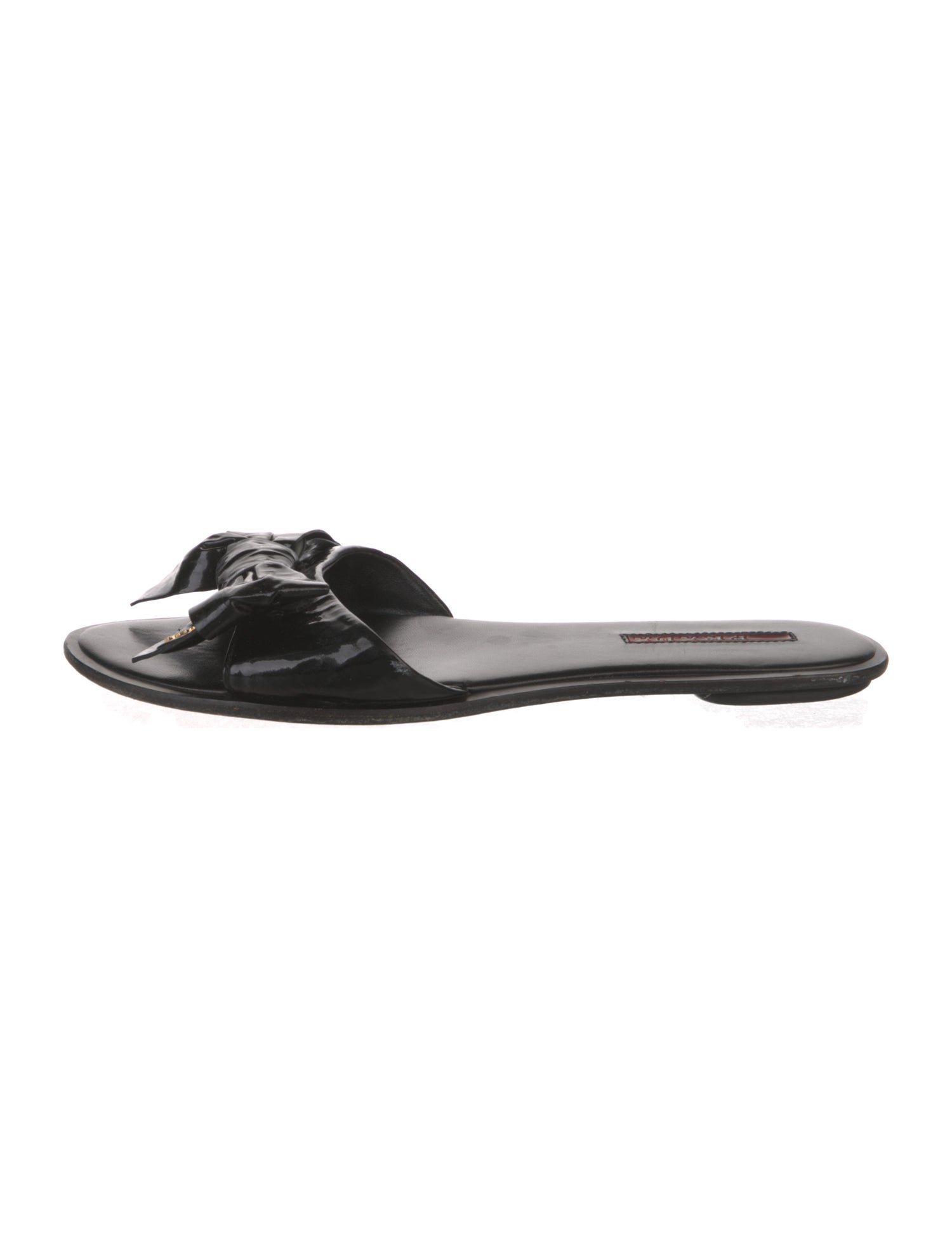 Prada Patent Leather Bow Accents Slides