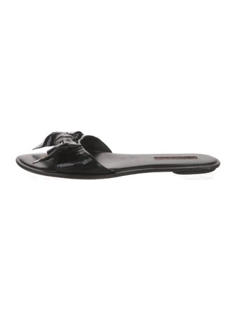 Prada Patent Leather Bow Accents Slides