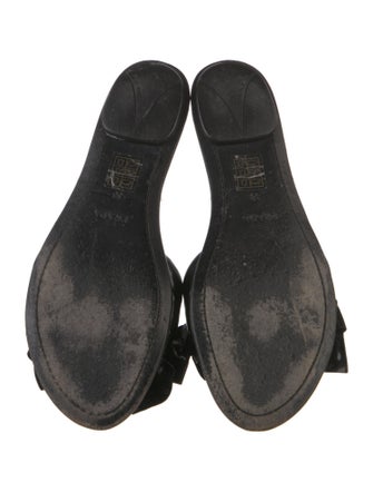 Prada Patent Leather Bow Accents Slides