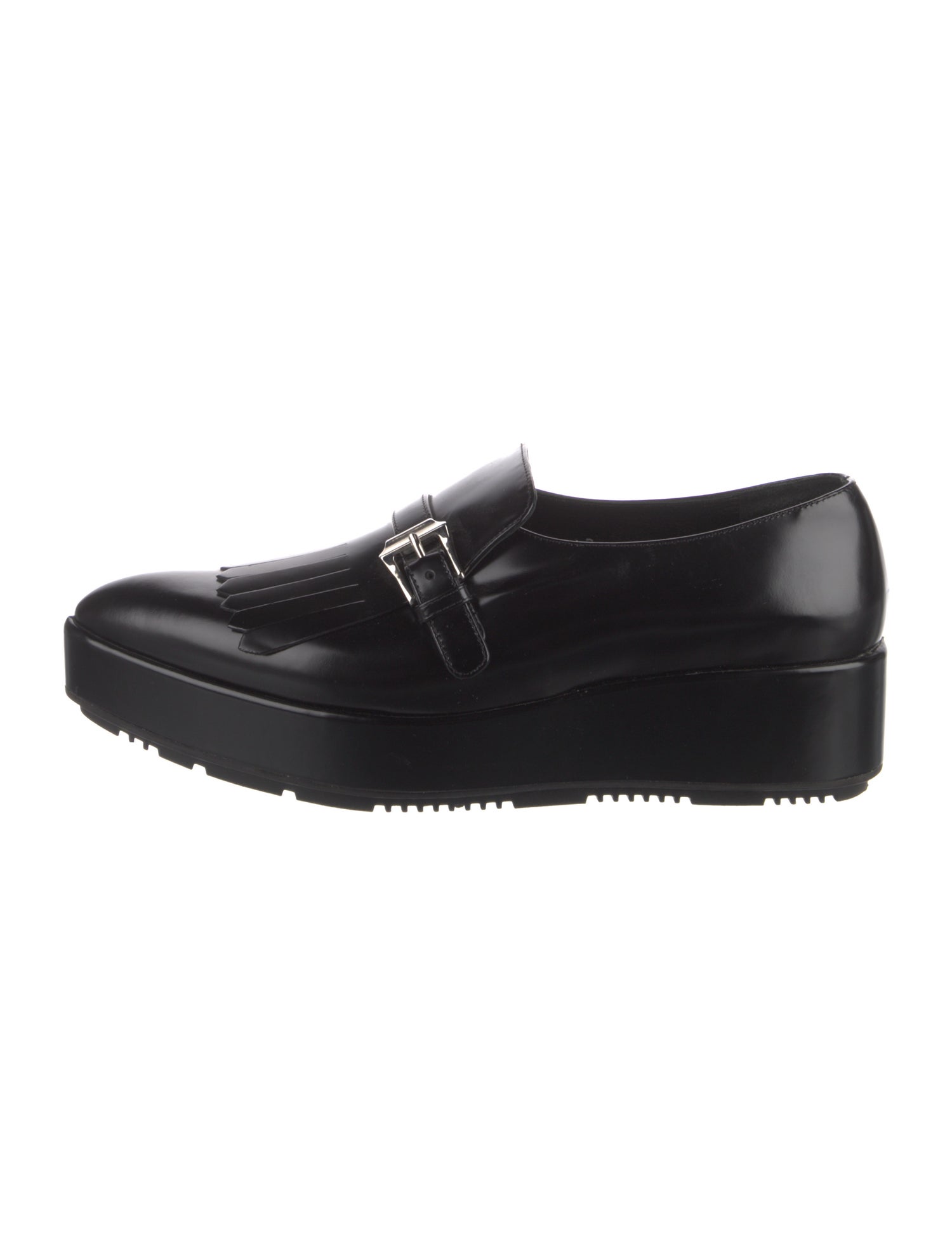 Prada Leather Pleated Accents Oxfords