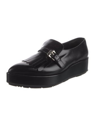 Prada Leather Pleated Accents Oxfords