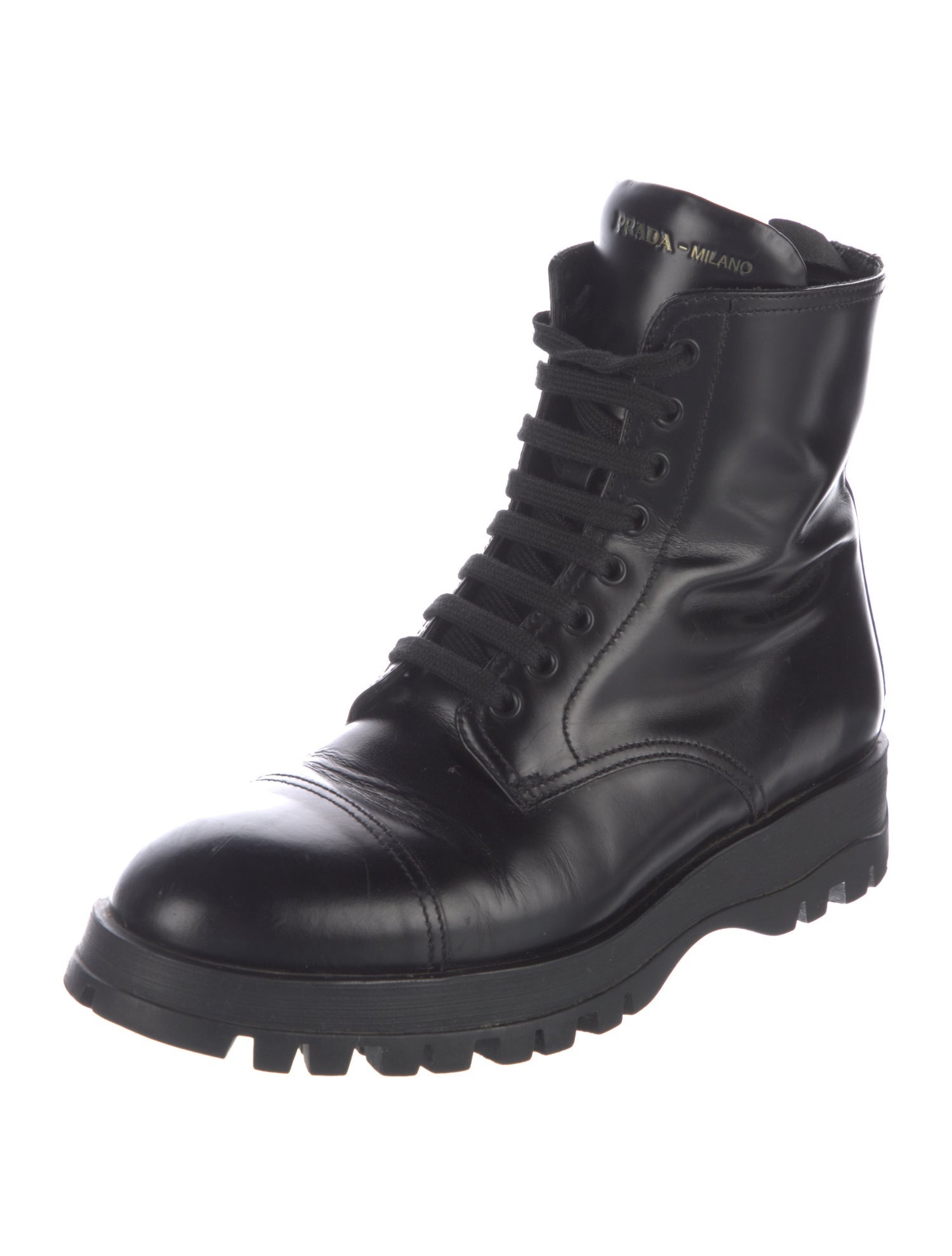 Prada Leather Combat Boots