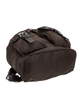 Prada Enameled Metal Triangle Backpack