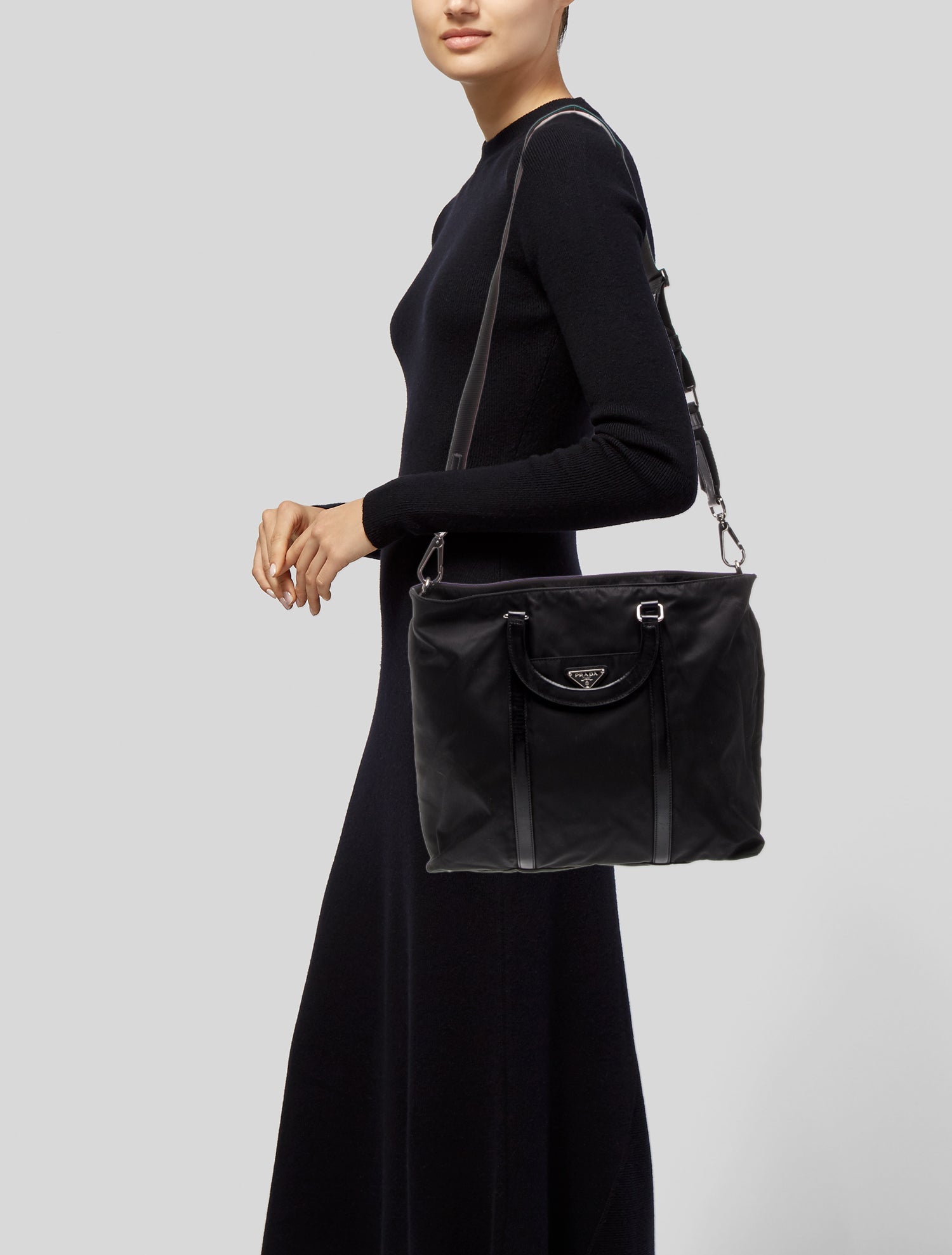 Prada Enameled Metal Triangle Tote