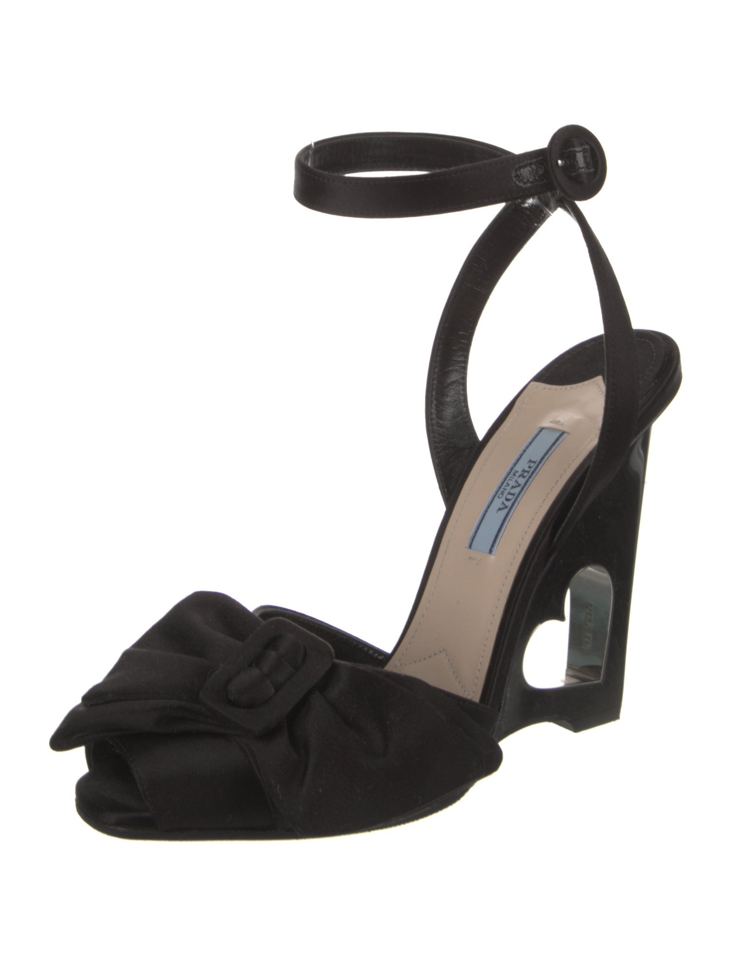 Prada Satin Bow Accents Slingback Pumps